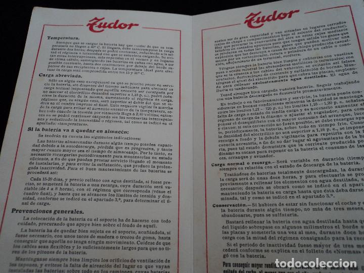 Coleccionismo: Folleto libro de instrucciones batería Tudor CUADRO DE CARGAS - Foto 3 - 221790605