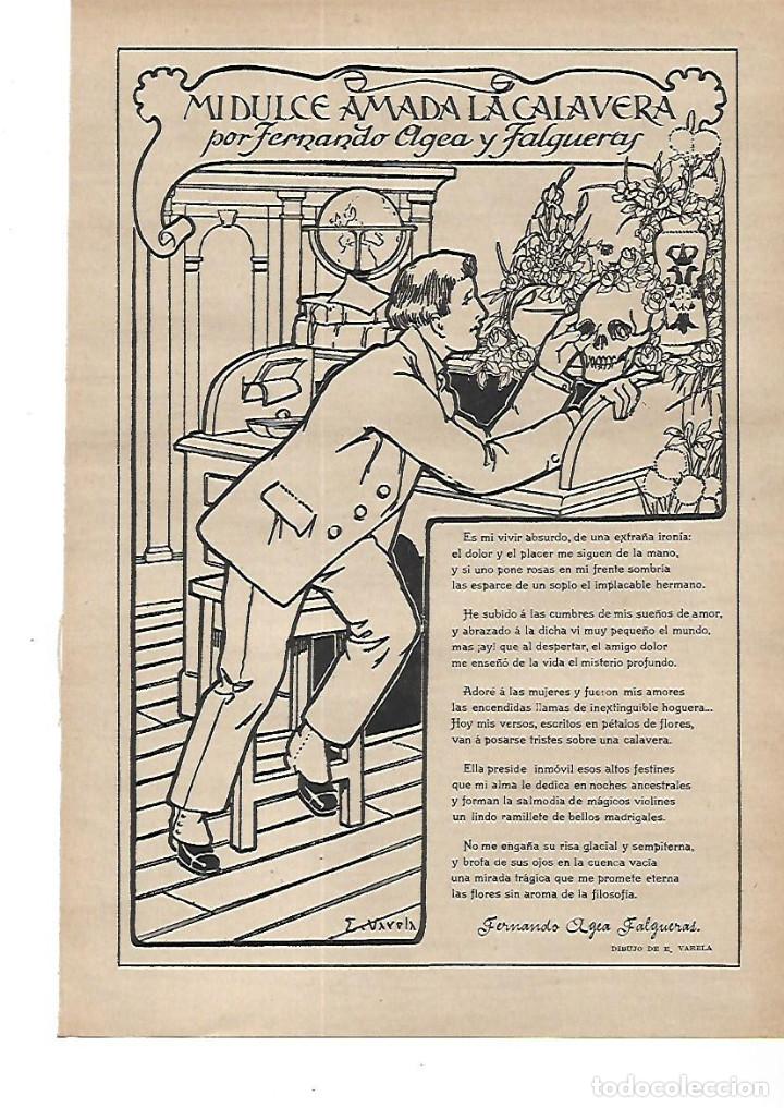 Collecting paper: A&Ntilde;O 1915 RECORTE PRENSA POESIA MI DULCE AMADA CALAVERA POR FERNANDO AGEA FALGUERAS DIBUJO VARELA