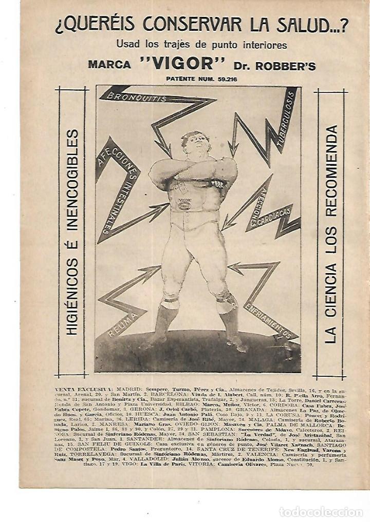 Collecting paper: A&Ntilde;O 1915 RECORTE PRENSA PUBLICIDAD TRAJES HIGIENICOS MARCA VIGOR DOCTOR ROBBERS ROBBER'S