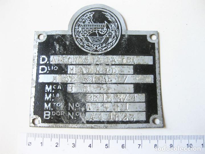 Colecionismo: Placa Identificativa de Industria de una Motocicleta BSA. Matr&iacute;cula de Sevilla.