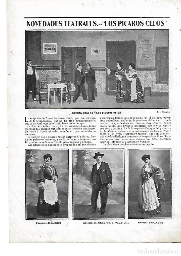Collecting paper: A&Ntilde;O 1904 RECORTE PRENSA TEATRO APOLO ESTRENO OBRA LOS PICAROS CELOS ARTISTAS PINO MESA MESEJO