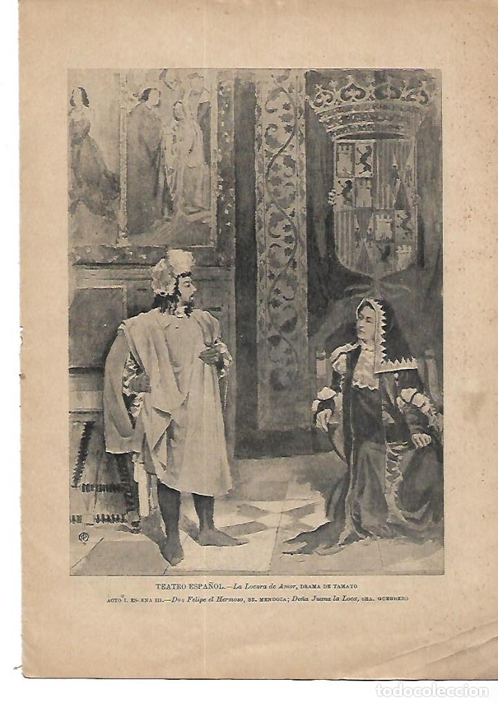 Collecting paper: A&Ntilde;O 1901 RECORTE PRENSA TEATRO ESPA&Ntilde;OL ESCENA LA LOCURA DE AMOR ACTORES MENDOZA Y MARIA GUERRERO