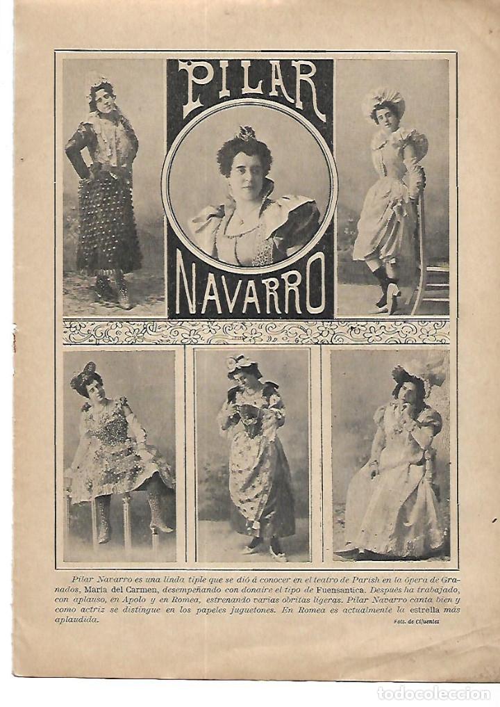 Collecting paper: A&Ntilde;O 1901 RECORTE PRENSA PILAR NAVARRO ACTRIZ ARTISTA TIPLE TEATRO OPERA MARIA DEL CARMEN DE GRANADOS