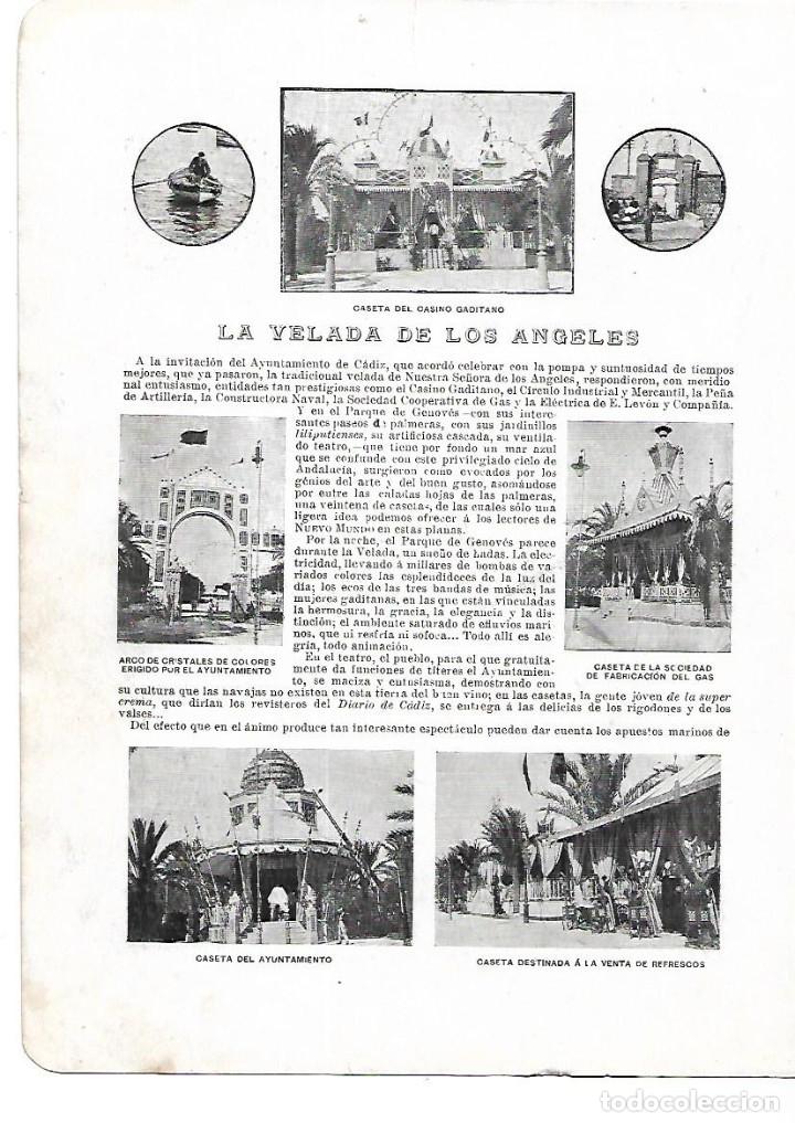 Coleccionismo: A&Ntilde;O 1901 RECORTE PRENSA CADIZ VELADA DE LOS ANGELES CASETAS CASINO GADITANO