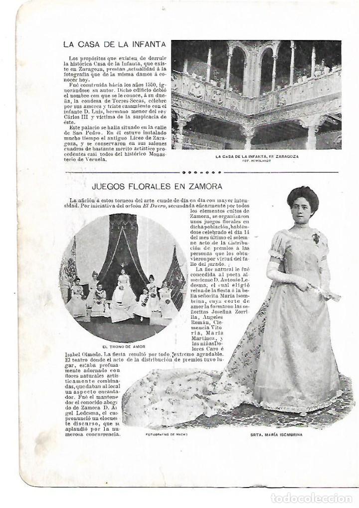 Collecting paper: A&Ntilde;O 1901 RECORTE PRENSA ZAMORA JUEGOS FLORALES MARIA ISOMBRINA INICIATIVA ORFEON EL DUERO