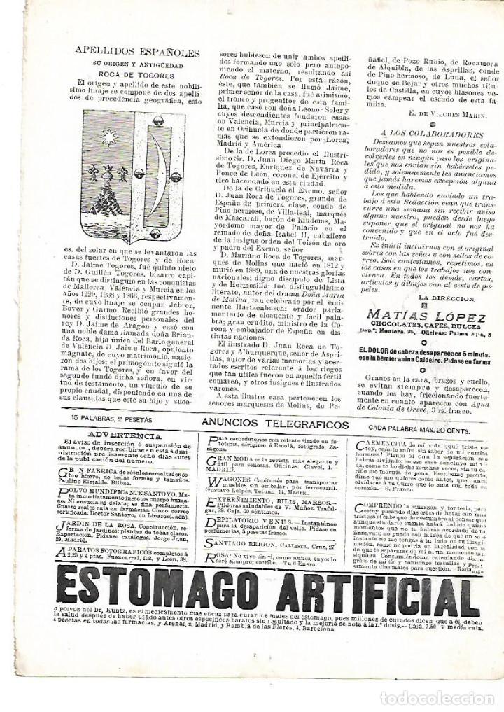 Collecting paper: A&Ntilde;O 1901 RECORTE PRENSA HERALDICA APELLIDOS ESPA&Ntilde;OLES ROCA DE TOGORES ESCUDO ORIGEN ANTIGUEDAD