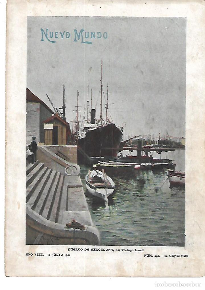 Colecionismo: A&Ntilde;O 1901 RECORTE PRENSA PINTURA DIBUJO EL PUERTO DE BARCELONA POR VERDUGO LANDI BARCA BARCOS