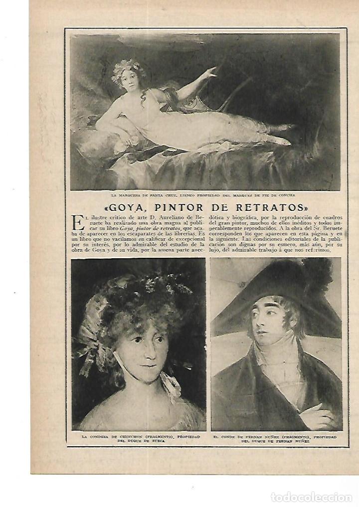 Collecting paper: A&Ntilde;O 1915 RECORTE PRENSA PINTURA GOYA PINTOR DE RETRATOS LAZAN MARQUESA SANTA CRUZ CONDESA CHINCHON