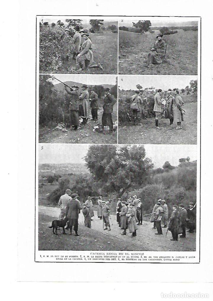 Collectionnisme: A&Ntilde;O 1915 RECORTE PRENSA CAZA CACERIA REGIA EN LA FINCA EL RINCON CAZADORES