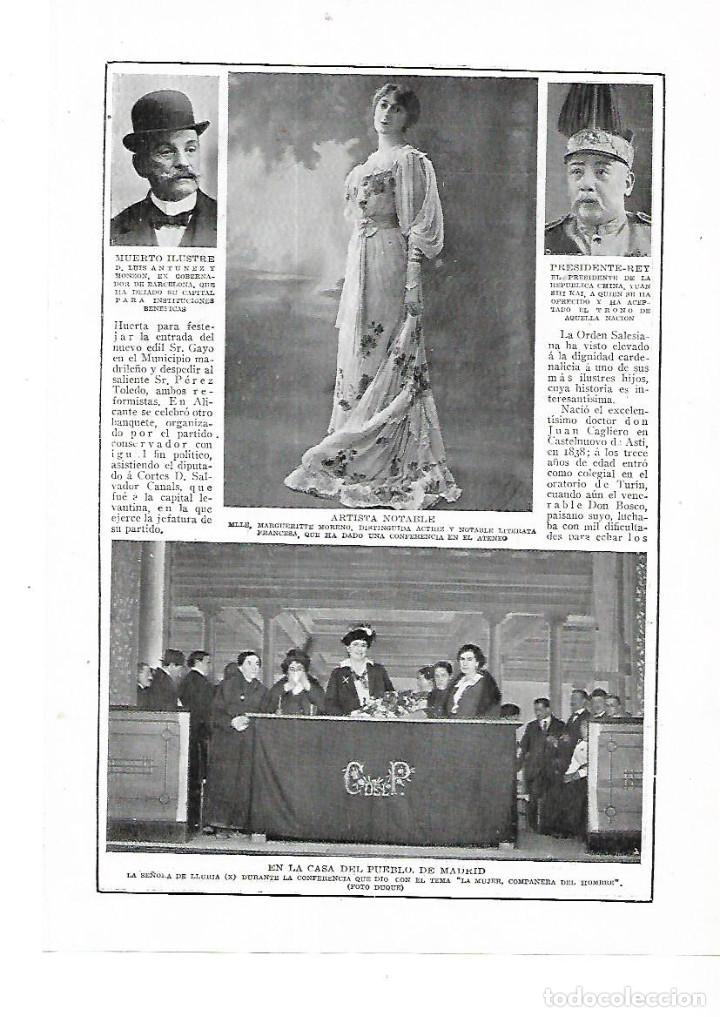 Collezionismo: A&Ntilde;O 1915 RECORTE PRENSA MLLE MARGUERITTE MORENO ACTRIZ LITERATA FRANCESA CONFERENCIA ATENEO MADRID