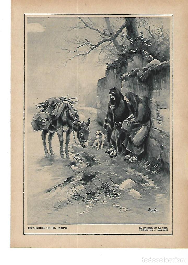 Collezionismo: A&Ntilde;O 1915 RECORTE PRENSA DIBUJO DE REGIDOR DICIEMBRE EN EL CAMPO EL INVIERNO DE LA VIDA