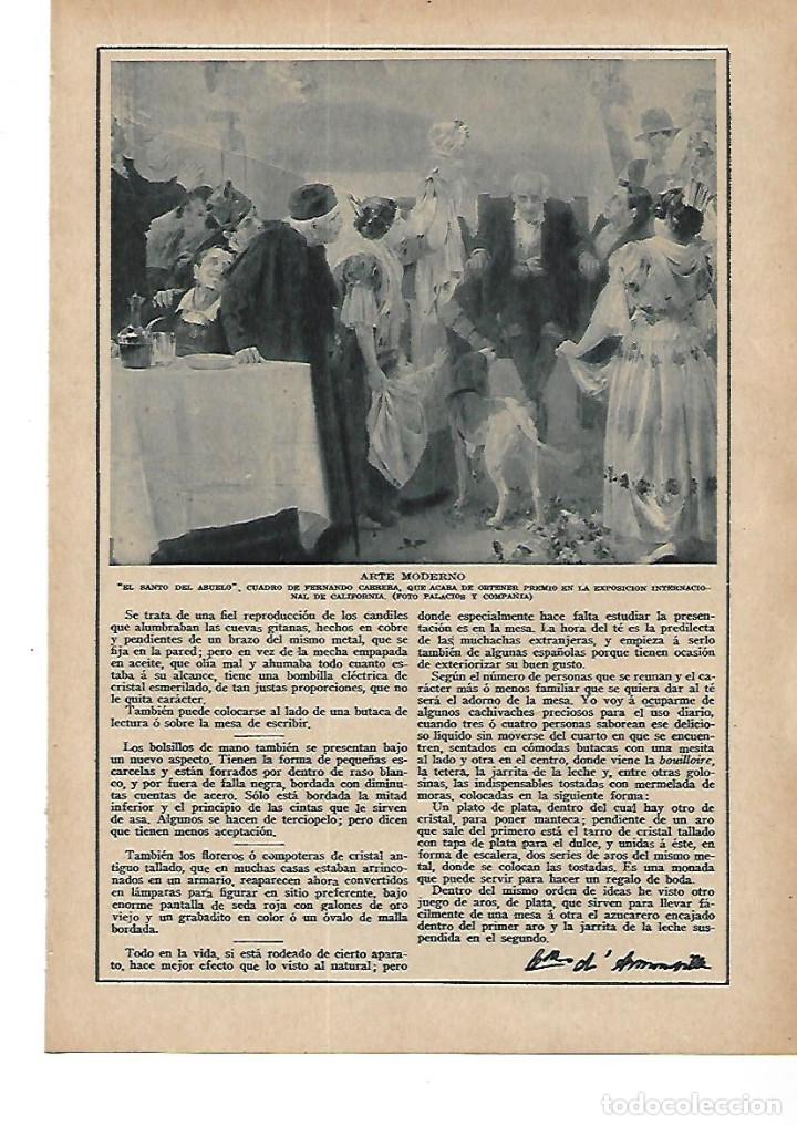 Collectionnisme: A&Ntilde;O 1915 RECORTE PRENSA PINTURA CUADRO EL SANTO DEL ABUELO FERNANDO CABRERA PREMIO EXPO CALIFORNIA
