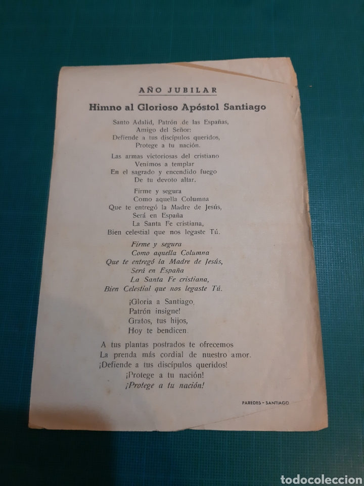 Collezionismo: 1937 ALO JUBILAR ARCHICOFRAD&Iacute;A DEL AP&Oacute;STOL SANTIAGO PAREDES SANTIAGO