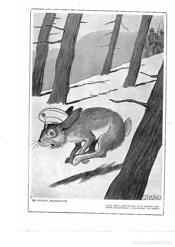 Collectionnisme: A&Ntilde;O 1915 RECORTE PRENSA HUMOR DIBUJO CARICATURA SILENO EL CONEJO PERSEGUIDO GUERRA