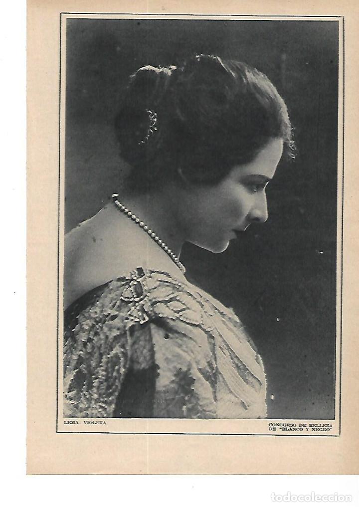 Collectionnisme: A&Ntilde;O 1915 RECORTE PRENSA RETRATO FOTOGRAFIA CONCURSO DE BELLEZA LEMA VIOLETA
