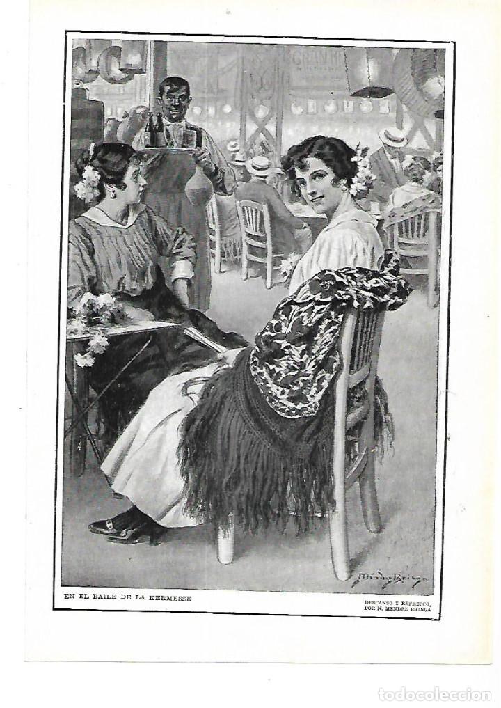 Collectionnisme: A&Ntilde;O 1915 RECORTE PRENSA PINTURA DIBUJO EN EL BAILE DE LA KERMESSE MENDEZ BRINGA DESCANSO REFRESCO