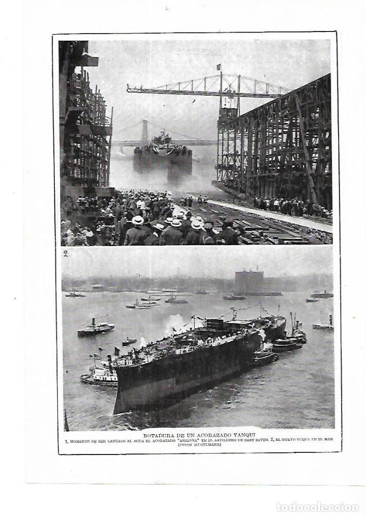 Collectionnisme: A&Ntilde;O 1915 RECORTE PRENSA AMERICA BOTADURA ACORAZADO YANQUI ARIZONA ASTILLERO EAST RIVEO BARCO