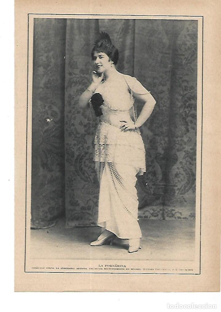 Collectionnisme: A&Ntilde;O 1915 RECORTE PRENSA ULTIMA FOTOGRAFIA ARTISTA CONSUELO VELLO LA FORNARINA TEATRO FOTO CALVACHE