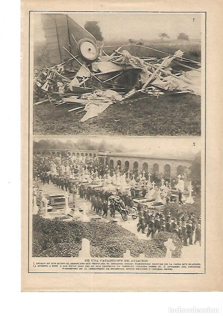 Collecting paper: A&Ntilde;O 1915 RECORTE PRENSA CATASTROFE AVIACION MUERTE TENIENTE INGLES WARNEFORD CAIDA AEROPLANO