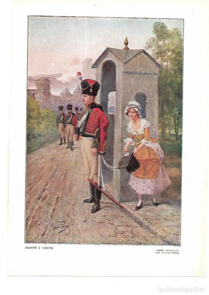 Collecting paper: A&Ntilde;O 1915 RECORTE PRENSA LAMINA DIBUJO MARTE Y VENUS CORREO INTERIOR POR ALONSO PEREZ SOLDADOS