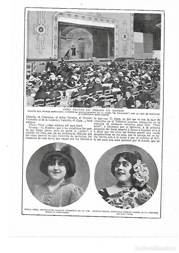 Collectionnisme: A&Ntilde;O 1915 TEATRO DE VERANO MADRID EL PARAISO MAGIC PARK OPERA EL TROVADOR OFELIA NIETO A OTTEIN