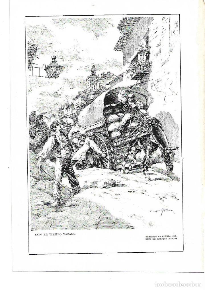 Collezionismo: A&Ntilde;O 1915 RECORTE PRENSA DIBUJO EN TIEMPO PASADO SUBIENDO LA CUESTA CARRO POR ENRIQUE MARIN