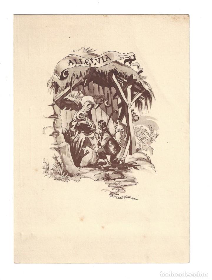 Coleccionismo: TARJETA FELICITACI&Oacute;N NAVIDAD- NATIVIDAD DEL NI&Ntilde;O JES&Uacute;S. ILUSTRACI&Oacute;N DE LUIS VIGIL. MADRID- 1952