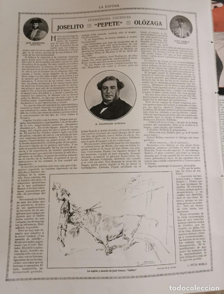 Coleccionismo: HOJA DE PUBLICACION,1920, EFEMERIDES TAURINAS, JOSELITO-PEPETE-OL&Oacute;ZAGA, 27X35 CM