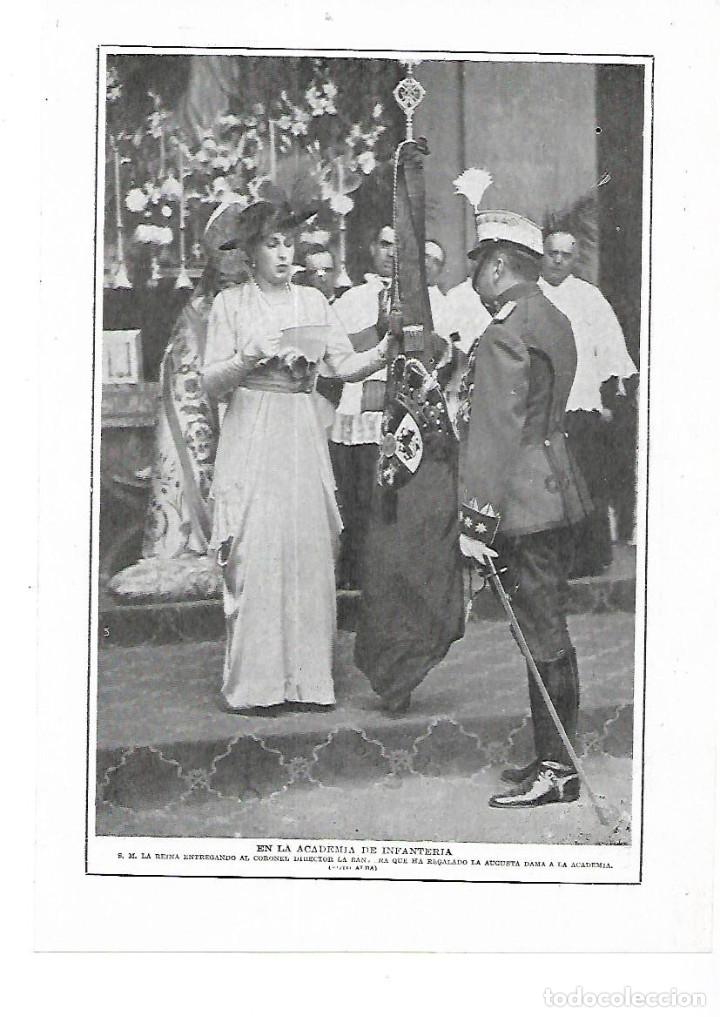 Collecting paper: A&Ntilde;O 1915 RECORTE PRENSA LA REINA REGALO ENTREGA BANDERA AL CORONEL DIRECTOR ACADEMIA INFANTERIA