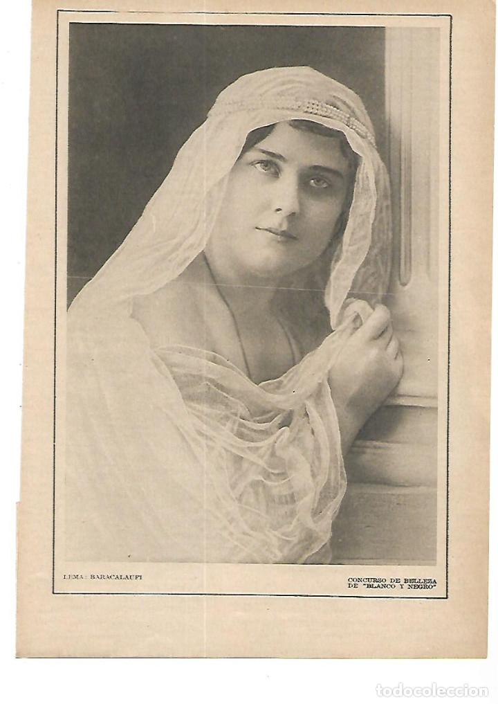 Colecionismo: A&Ntilde;O 1915 RECORTE PRENSA FOTOGRAFIA CONCURSO DE BELLEZA LEMA BARACALAUFI