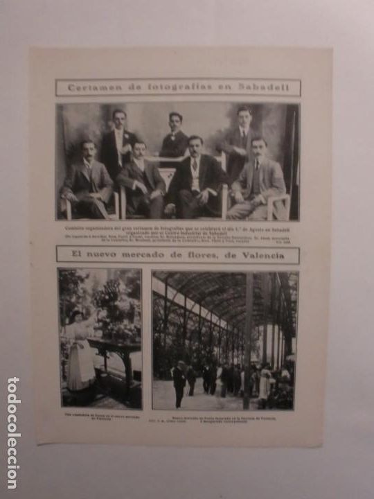 Coleccionismo: CERTAMEN FOTOGRAFICO SABADELL - NUEVO MERCADO DE FLORES VALENCIA - NOTAS D BARCELONA - 1/7/1909