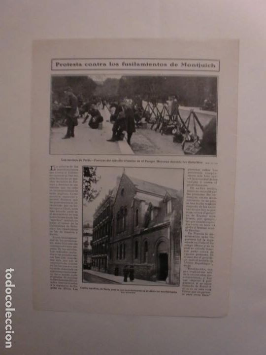 Coleccionismo: PROTESTA FUSILAMIENTOS D MONTJUICH EN PARIS - LIBERALES EN EL PODER - SEGISMUNDO MORET - 28/10/1909
