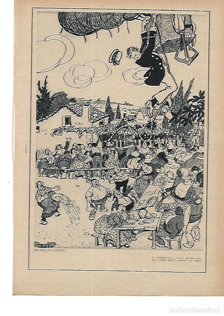 Colecionismo: A&Ntilde;O 1915 RECORTE PRENSA DIBUJO HUMOR CARICATURA DE TITO EN PLENO FESTIN EL AERONAUTA