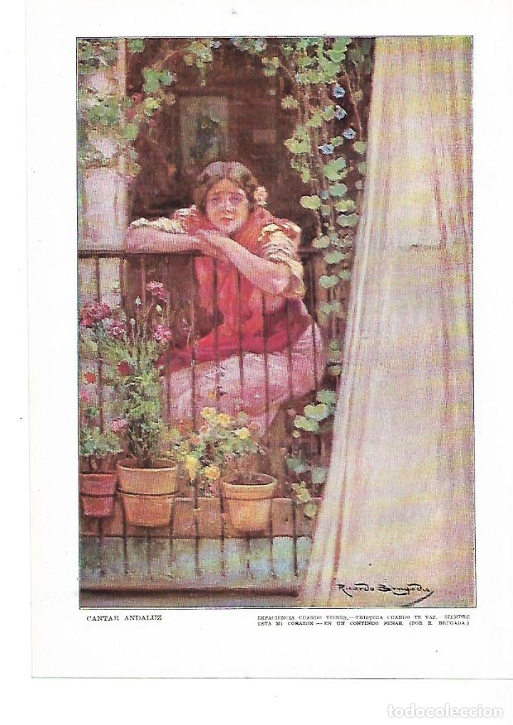 Colecionismo: A&Ntilde;O 1915 DIBUJO PINTURA RICARDO BRUGADA CANTAR ANDALUZ IMPACIENCIA CUANDO VIENES TRISTEZA CUANDO TE