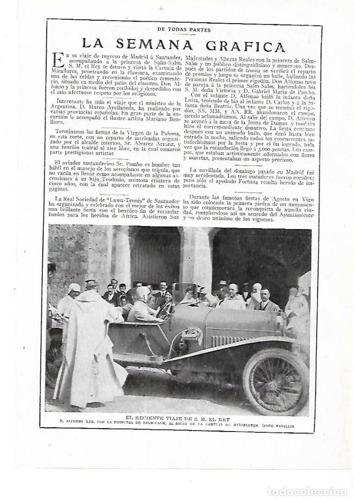 Collezionismo: A&Ntilde;O 1915 RECORTE PRENSA FOTO REY ALFONSO XIII PRINCESA DE SALM SALM SALIENDO CARTUJA DE MIRAFLORES