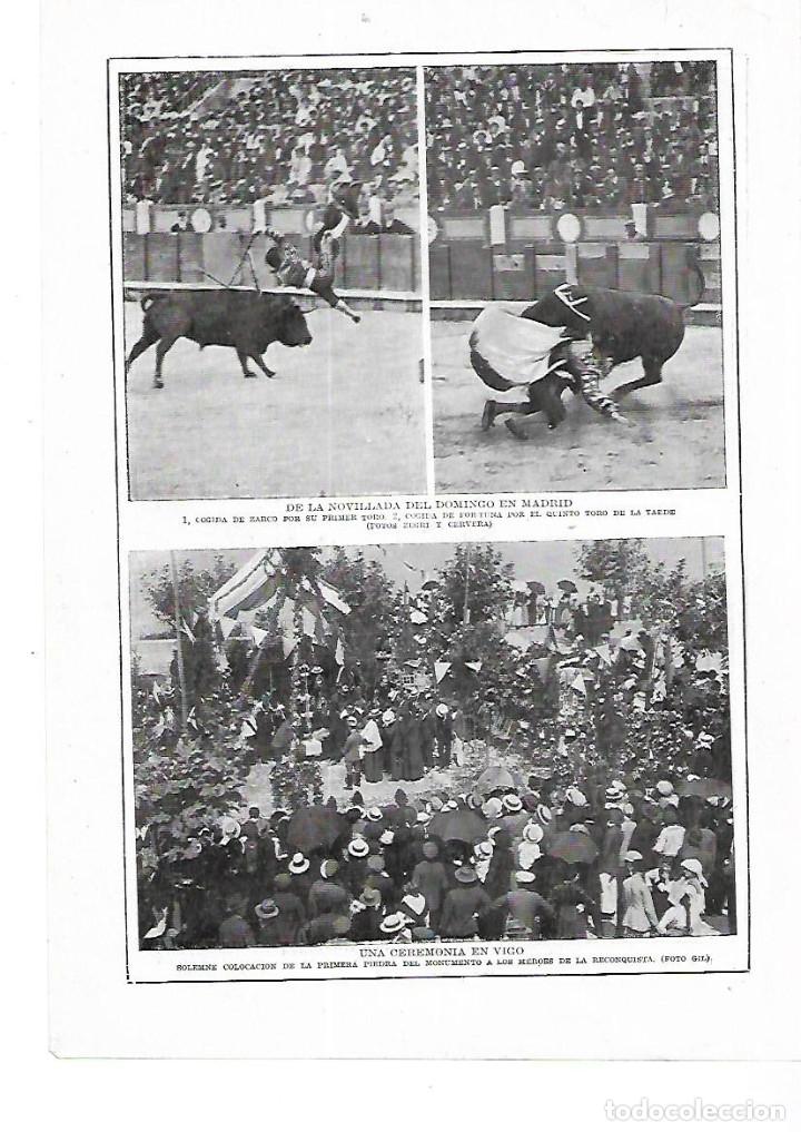 Collectionnisme: A&Ntilde;O 1915 RECORTE PRENSA VIGO COLOCACION PRIMERA PIEDRA MONUMENTO HEROES DE LA RECONQUISTA