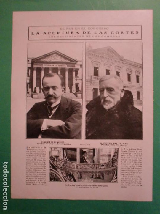 Collezionismo: LA APERTURA DE LAS CORTES EL REY EN EL CONGRESO LOS PRESIDENTES EN LAS CAMARAS - CALESA - 23/6/1910