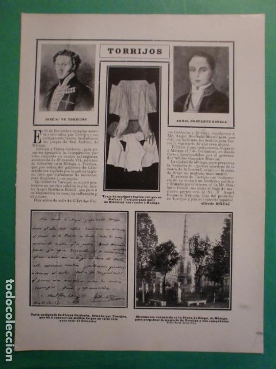Coleccionismo: MONUMENTO EN LA PLAZA DE RIEGO EN M&Aacute;LAGA A JOSE M&ordf; DE TORRIJOS - 15/12/1904