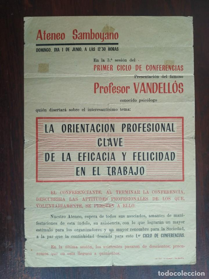 Coleccionismo: Cartel 3&ordm; sesion del primer ciclo de conferencias, en el Ateneu Santboia de Sant Boi de LLobregat