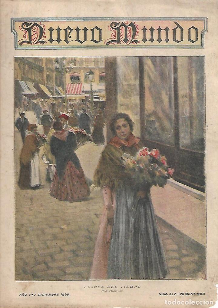 Collecting paper: A&Ntilde;O 1898 RECORTE PRENSA PINTURA DIBUJO FLORES DEL TIEMPO POR FRANCES VENDEDORA DE FLORES