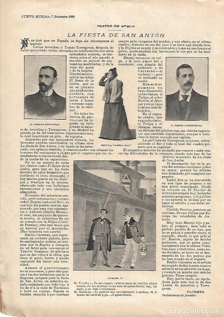 Collectionnisme: A&Ntilde;O 1898 TEATRO APOLO FIESTA DE SAN ANTON ARNICHE TORREGROSSA ISABEL BRU COMO REGINA PARTITURA MUSIC