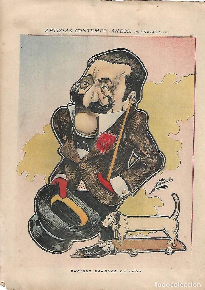 Colecionismo: A&Ntilde;O 1898 RECORTE PRENSA HUMOR DIBUJO CARICATURA ENRIQUE SANCHEZ DE LEON POR NAVARRETE ACTOR ARTISTA