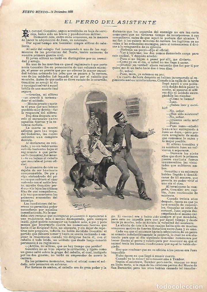Colecionismo: A&Ntilde;O 1898 RECORTE PRENSA RELATO CORTO EL PERRO DEL ASISTENTE POR M GARCIA REY DIBUJO J MARTIN