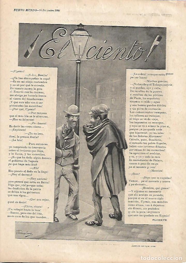 Colecionismo: A&Ntilde;O 1898 RECORTE PRENSA POESIA EL CIENTO POR FLORETE DIBUJO DE VERDUGO LANDI