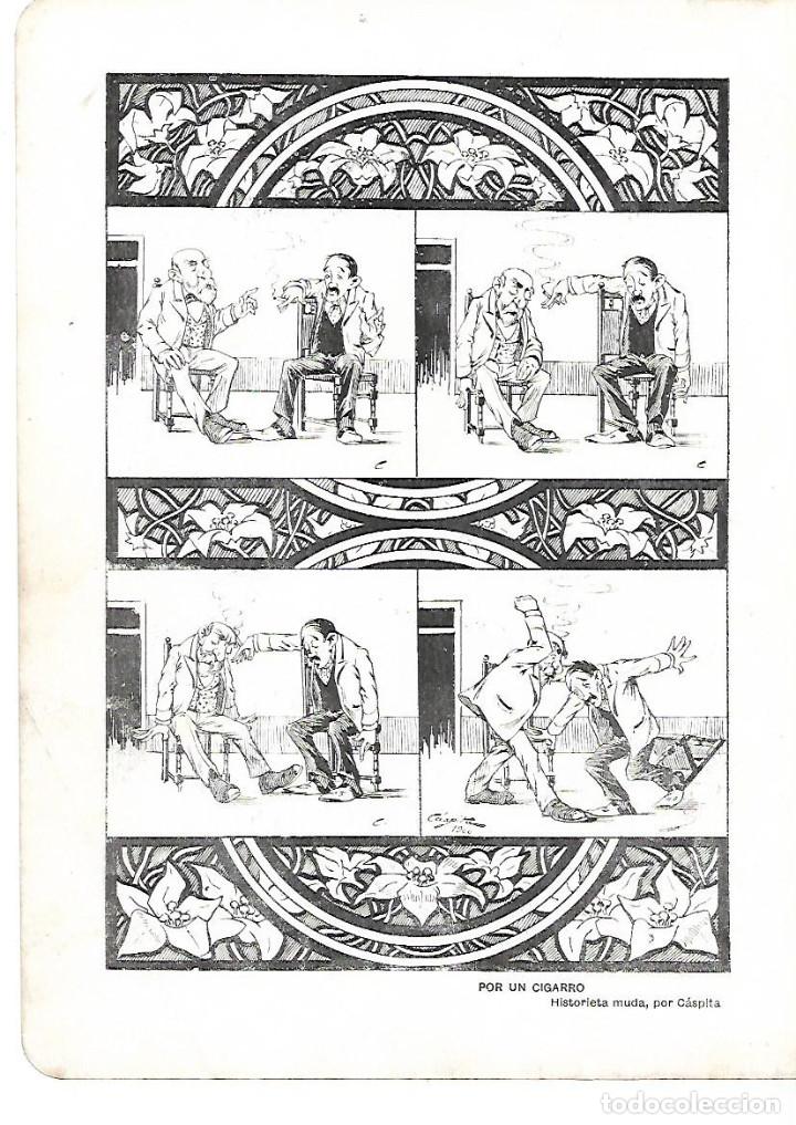 Colecionismo: A&Ntilde;O 1901 RECORTE PRENSA DIBUJO HUMOR COMIC HISTORIETA MUDA POR UN CIGARRO POR CASPITA