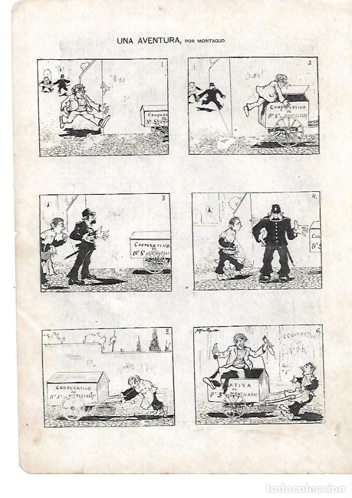 Colecionismo: A&Ntilde;O 1901 RECORTE PRENSA DIBUJO COMIC HUMOR HISTORIETA UNA AVENTURA POR MONTAGUD VI&Ntilde;ETAS