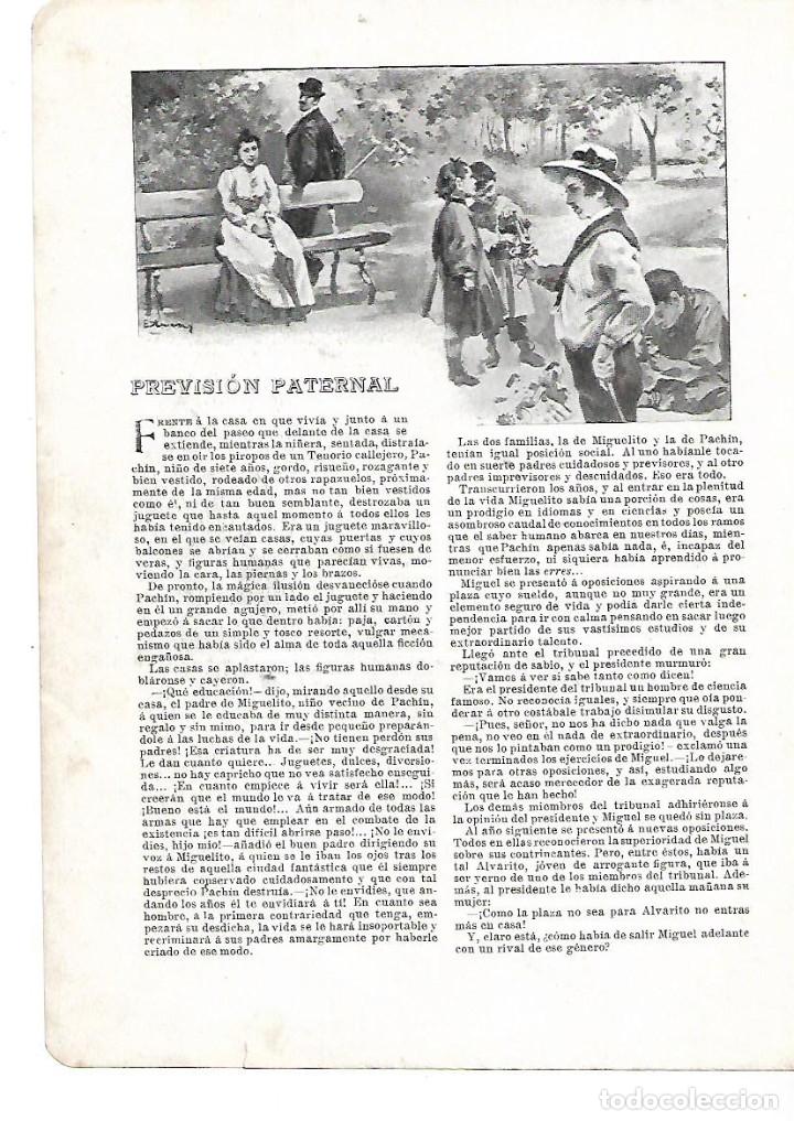Colecionismo: A&Ntilde;O 1901 RECORTE PRENSA RELATO CORTO PREVISION PATERNAL POR FRANCISCO GARCIA LADEVESE DIBUJO ESTEVAN