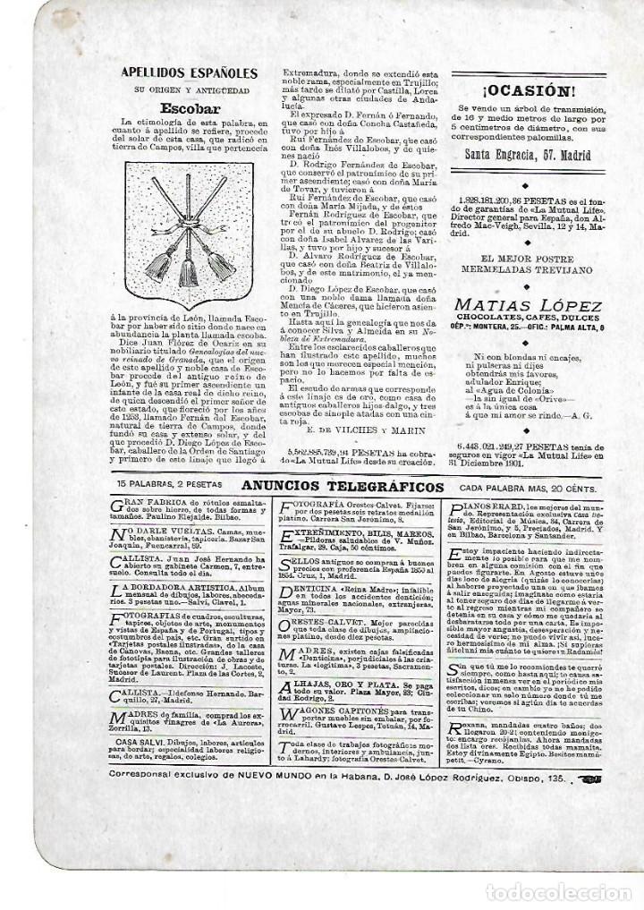 Collectionnisme: A&Ntilde;O 1902 RECORTE PRENSA HERALDICA APELLIDOS ESPA&Ntilde;OLES ESCOBAR ESCUDO ORIGEN ANTIGUEDAD