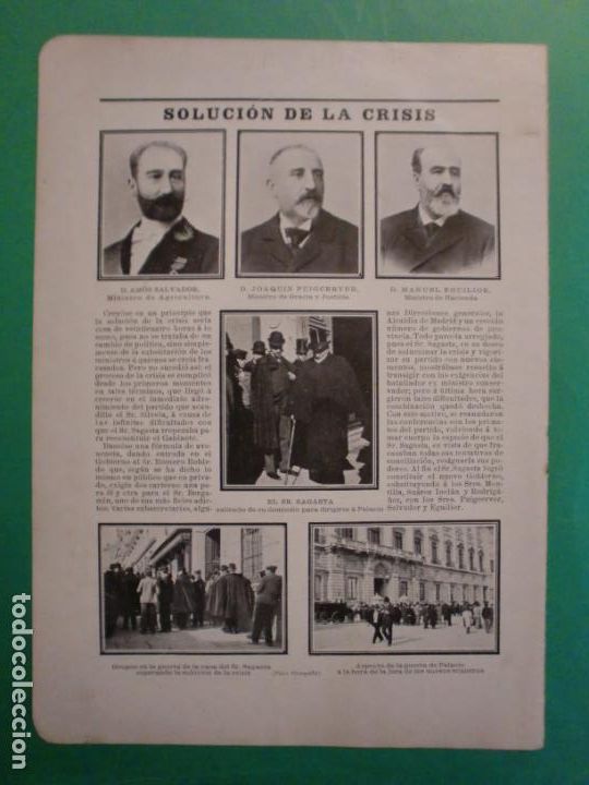 Coleccionismo: SOLUCION DE LA CRISIS POLITICA - SRES. SAGASTA PUIGCERVER AMOS Y EGUILIOR - 21/11/1902