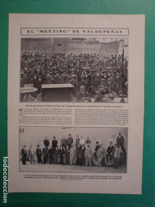 Coleccionismo: MEETING ALCOHOLERO EN VALDEPE&Ntilde;AS - FABRICACION DE DUROS ILEGITIMOS - 24/9/1908